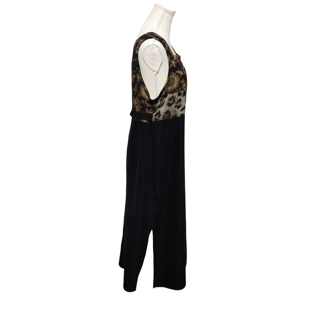 NINA PICCALINO Vintage Jumper Maxi Dress Womens Size 8 Black Leopard Artsy Retro - Picture 8 of 9